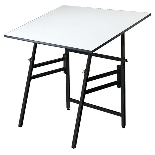 Drafting Table Matte Black Frame Modern Workstation