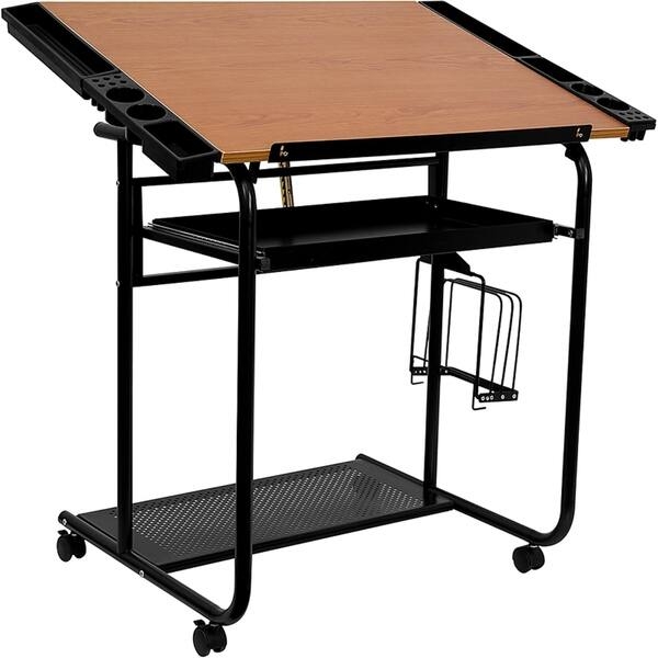 Drafting Table Pull Out Tray Mobile Artist Workstation
