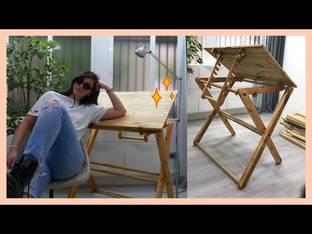 Drafting Table Recycled Wood Foldable Handmade Station