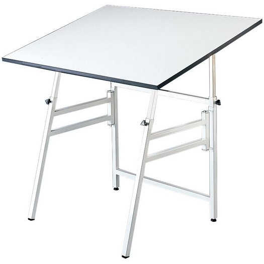 Drafting Table Telescoping Legs White Industrial Desk