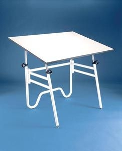 Drafting Table White Tubular Frame Portable Tilt Table