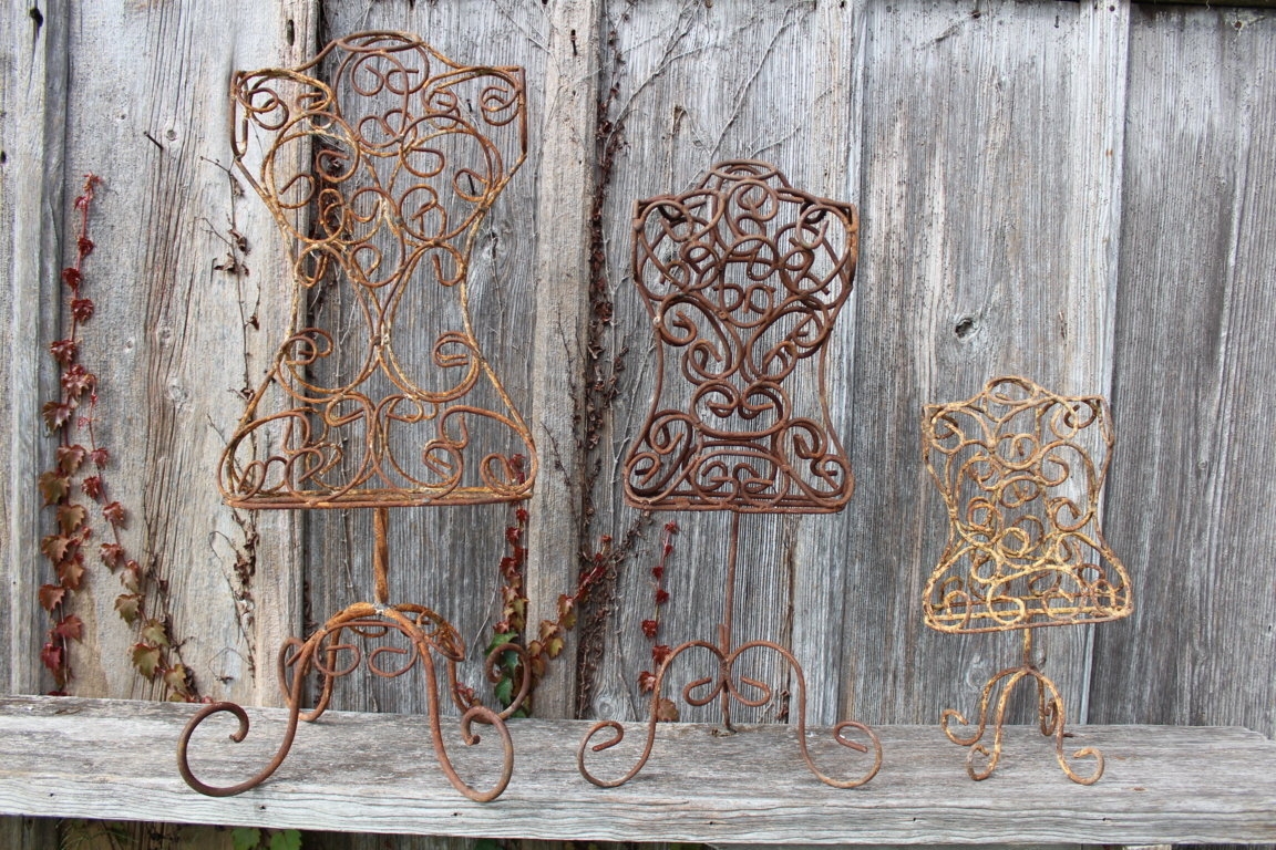 Dress Form Tiered Heights Rusted Vintage Scrollwork Decor