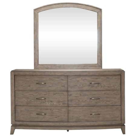 Dresser And Mirror Set Weathered Grey 6-Drawer Dresser