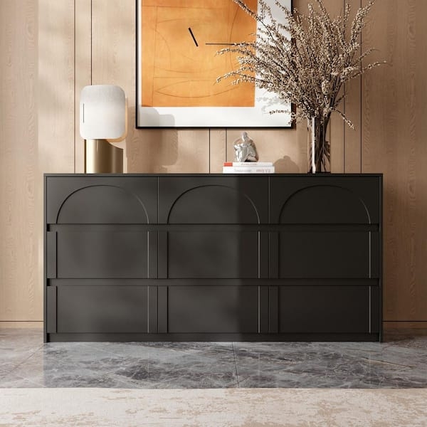 Dresser Arched Carvings Black Arch Dresser Storage