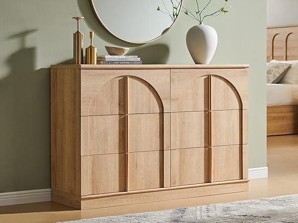 Dresser Arched Detailing Gold Handle Wood Dresser