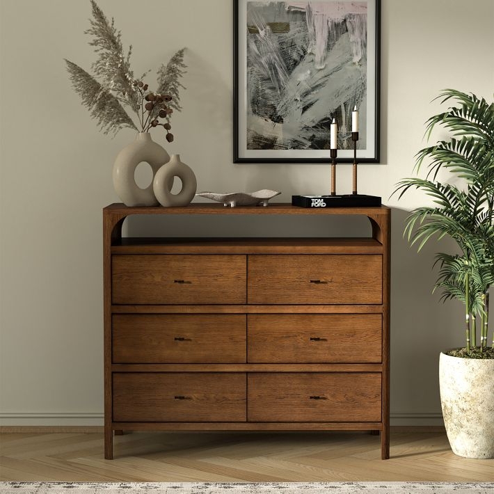 Dresser Arched Open Shelf Acorn Wood Dresser Storage