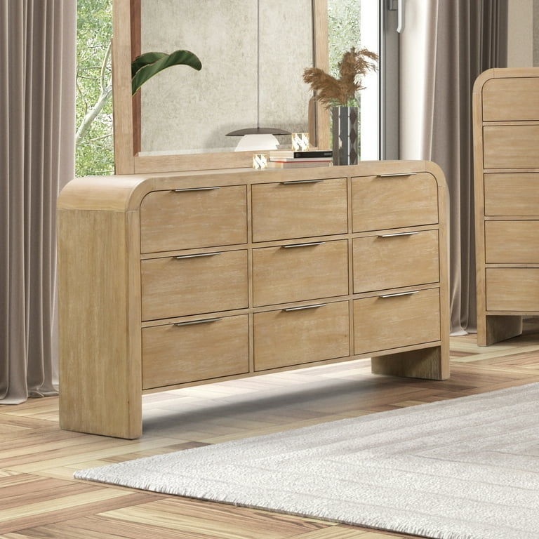 Dresser Arched Waterfall Blonde Wood Waterfall Dresser