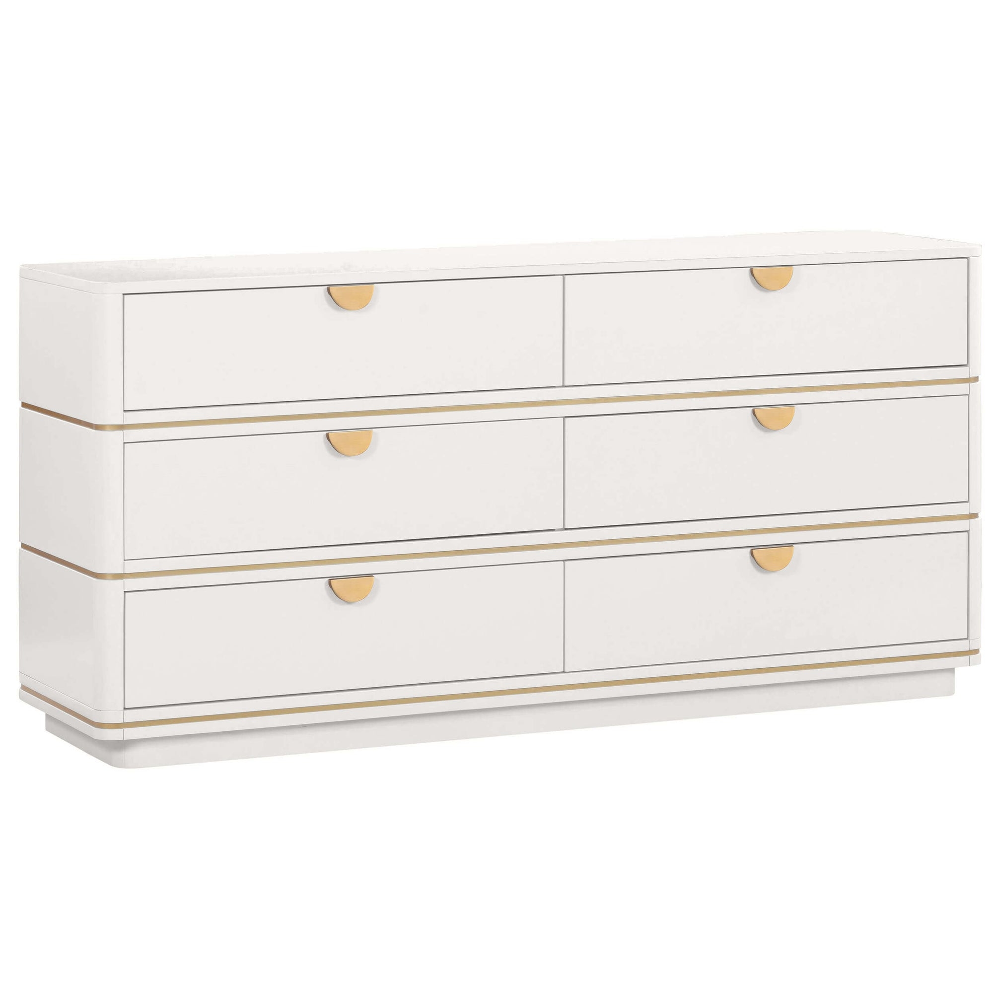 Dresser Horizontal Metal Inlays Cream Art Deco Dresser