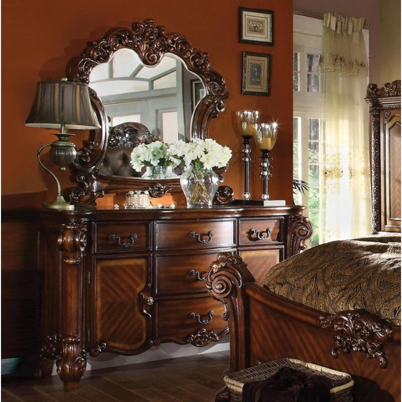 Dresser Mirror Scrollwork Frame Ornate Arched Bedroom Mirror