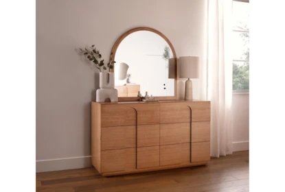 Dresser Mirror Set Curved Pulls Arched Mirror Dresser Set