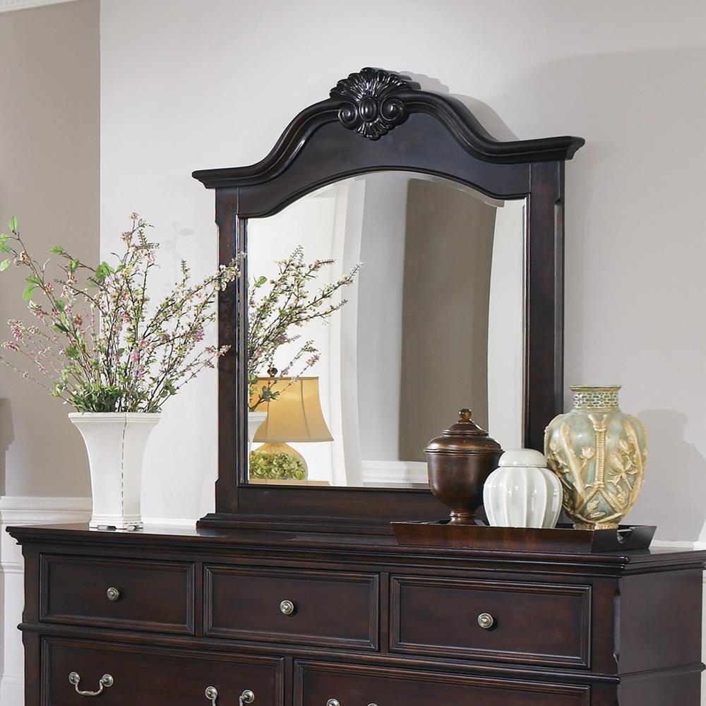 Dresser Mirror Shell Carving Arched Wood Dresser Mirror