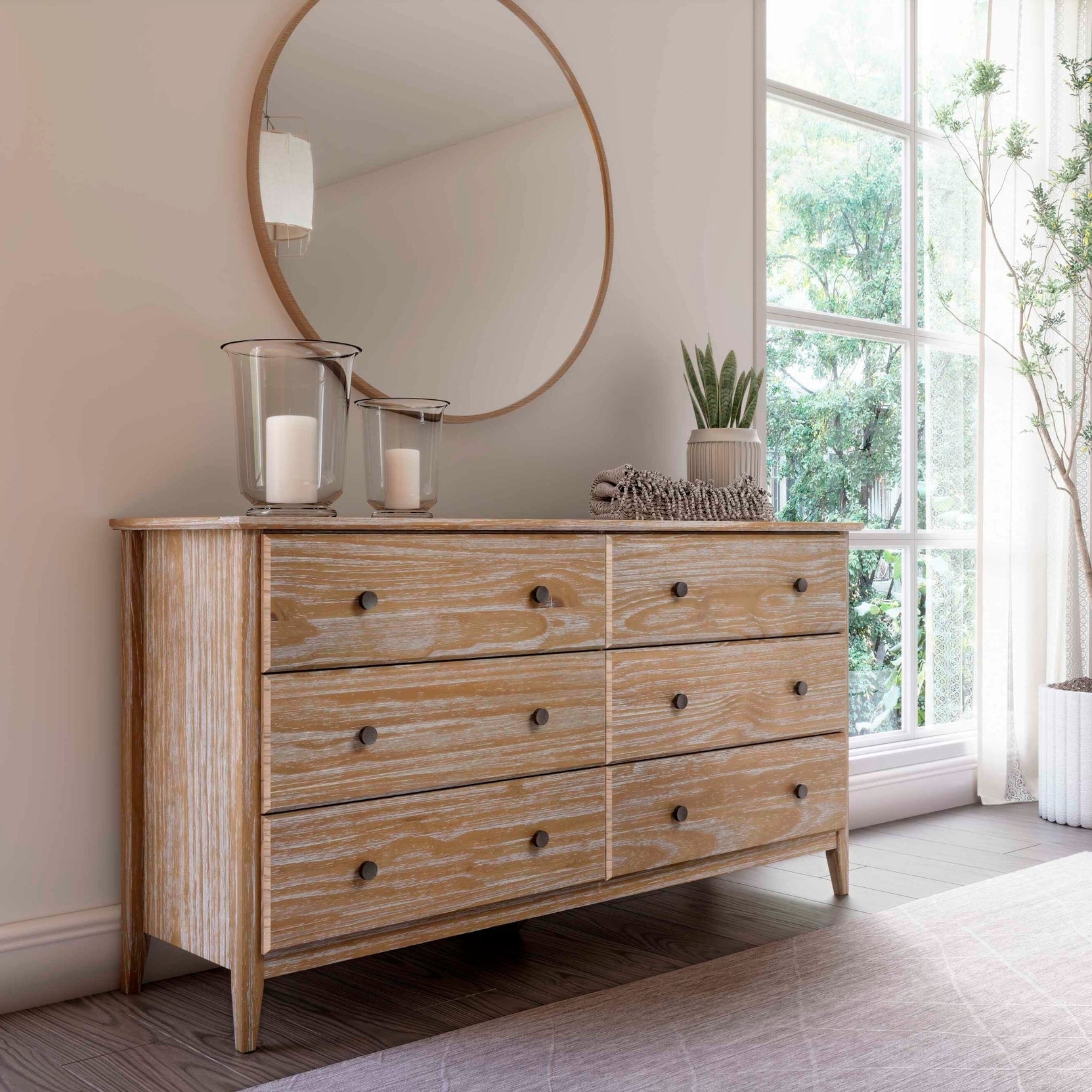 Dresser Rectangular Silhouette Whitewashed Coastal Chic