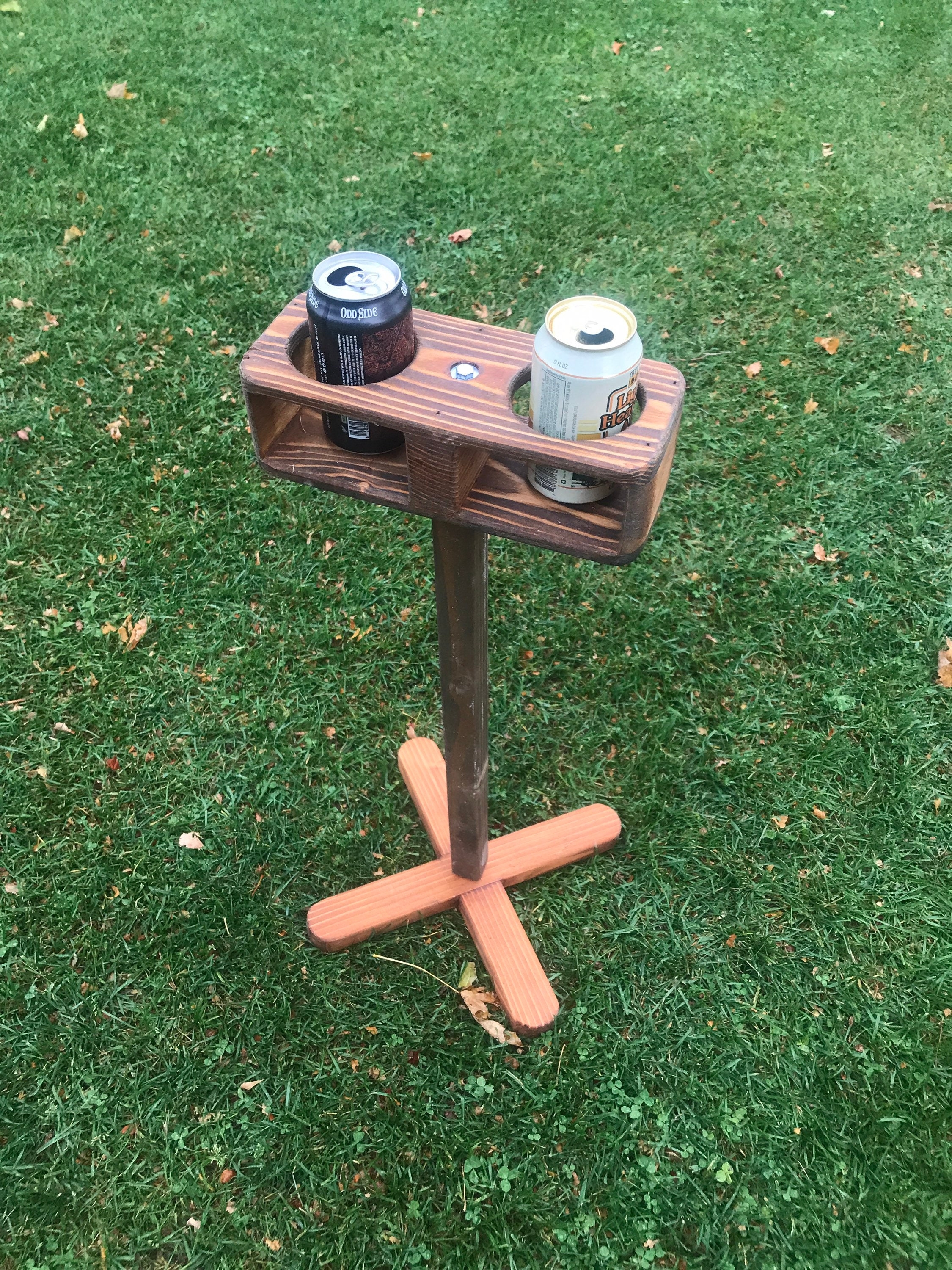 Drink Stand with Cross Base and Portable Outdoor Design