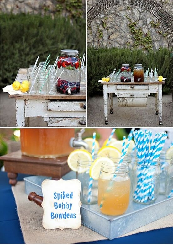 Drink Station with Distressed Furniture Base and Mason Jars