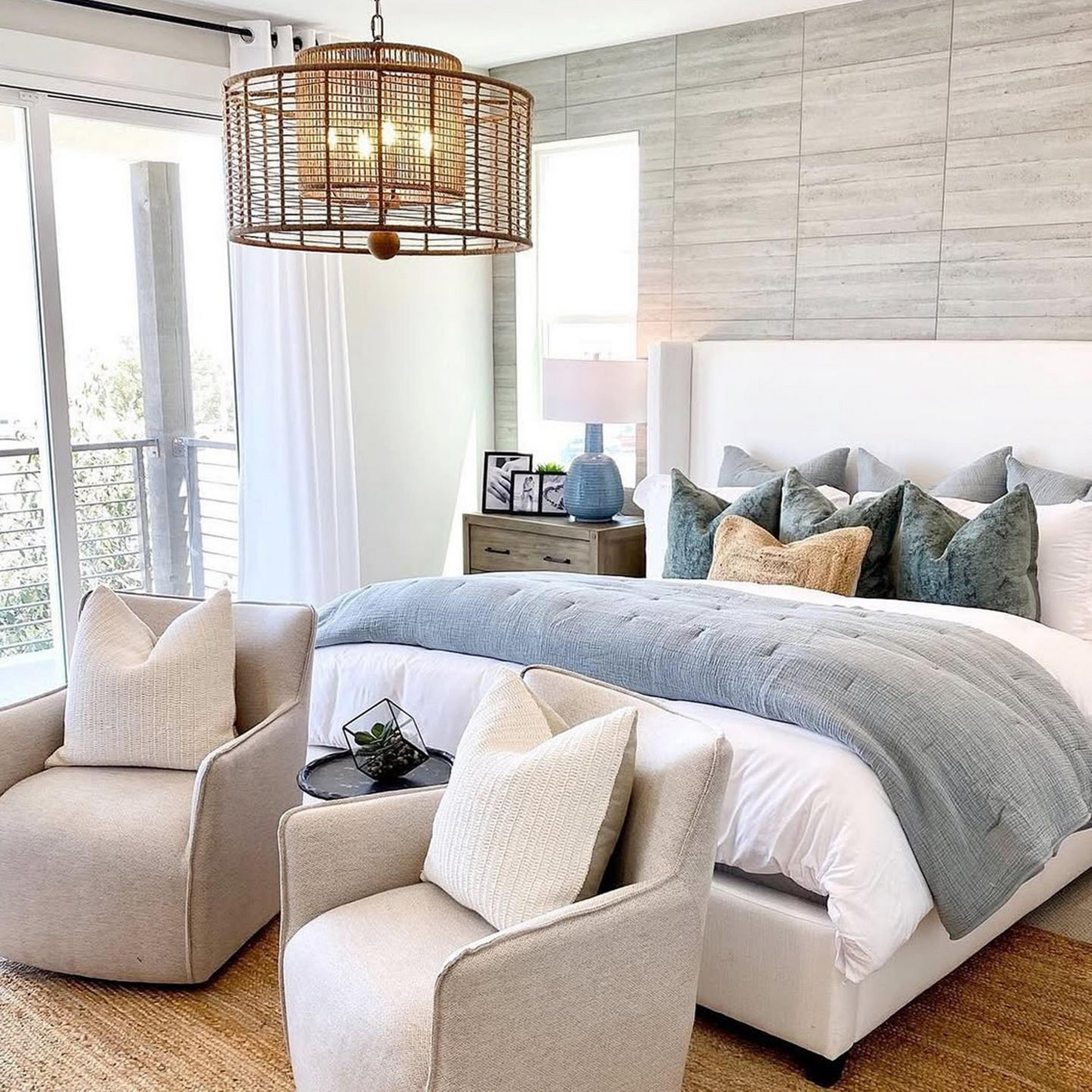 Drum Chandelier Woven Rattan Coastal Bedroom Lighting