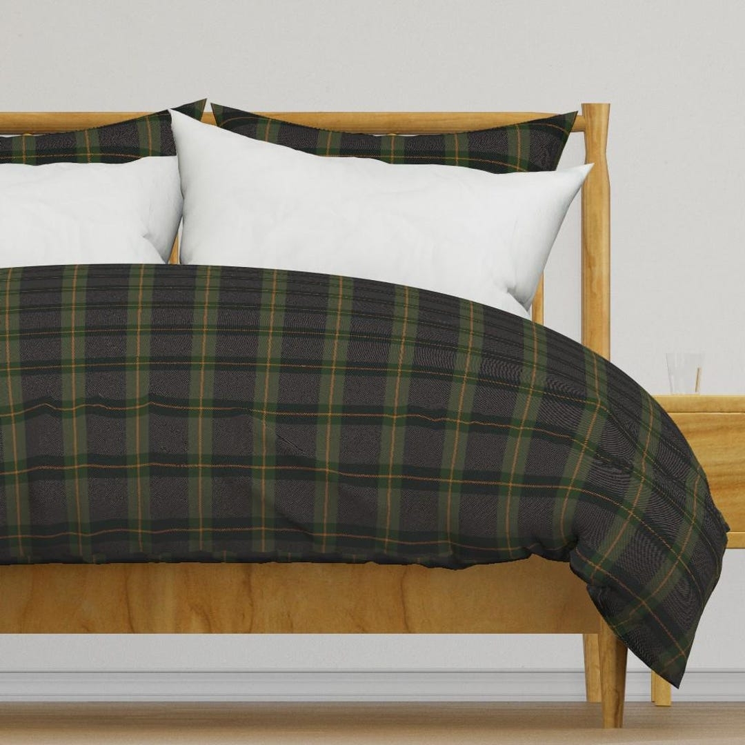 Duvet Cover: Hunter Plaid Victorian Cottage Bedding Tapered