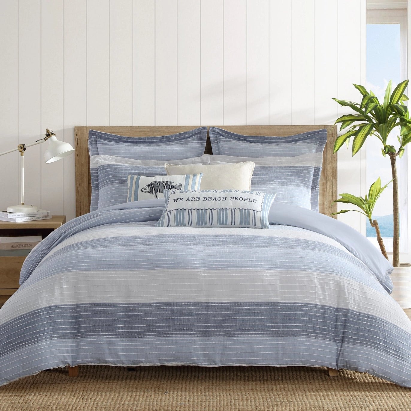 Duvet Cover Set Beach People Pillow Striped Decor