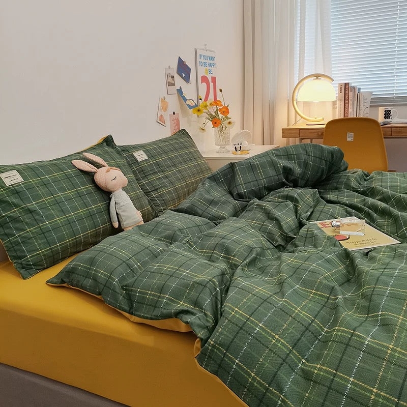 Duvet Cover Set: Mustard Yellow Accent Forest Bedroom Decor