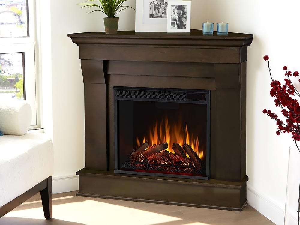 Electric Fireplace Dark Walnut Mantel Classic Heater