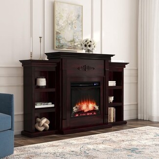 Electric Fireplace with Espresso Integrated Bookcases
