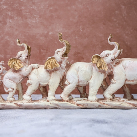 Elephant Figurine Gold Leafed Ears Raised Trunk Showpiece