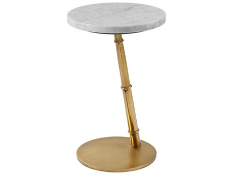 End Table: Bamboo Style Leg and Brass Marble Side Table