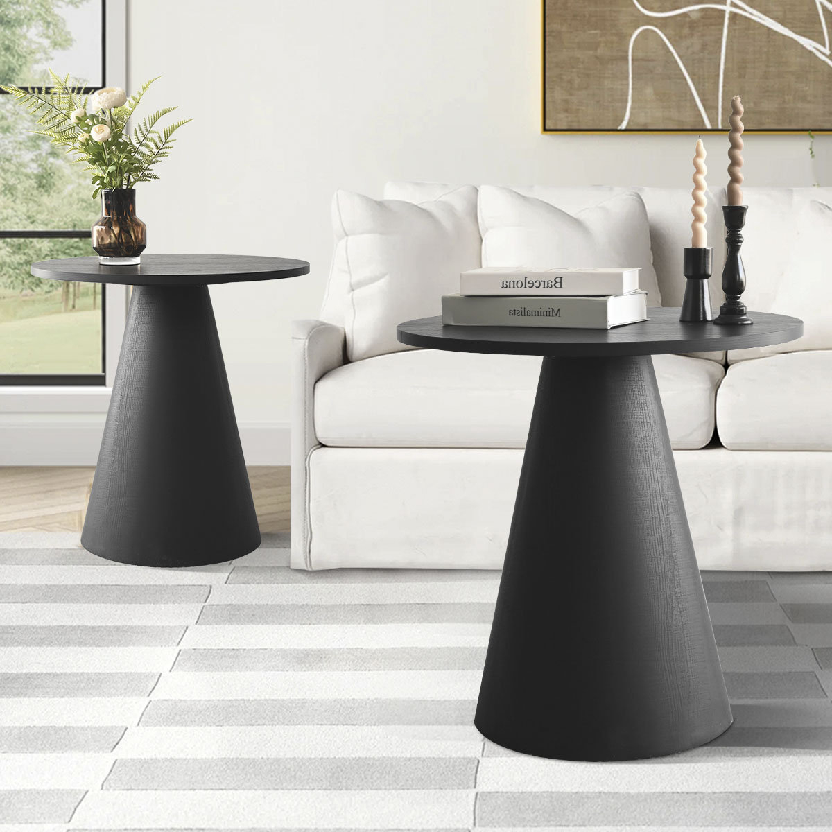 End Table Matte Conical Geometric Silhouette Set of 2