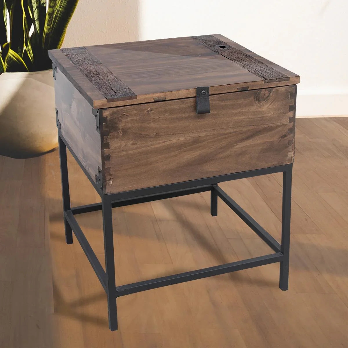 End Table with Dovetail Joints Mixed Wood Textures