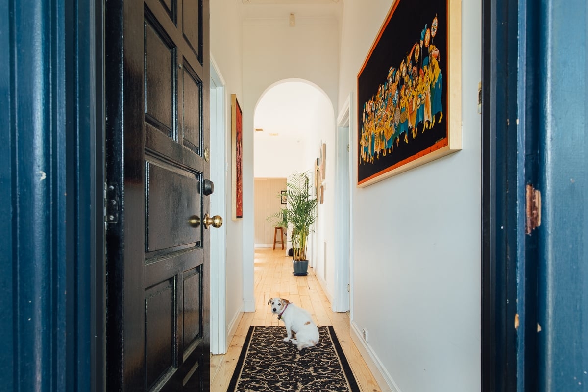Entry Hallway Arched Doorway Patterned Runner Rug Decor