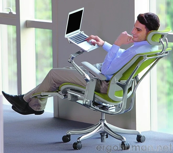 Ergonomic Office Chair: Lime Green Notebook Arm Recliner
