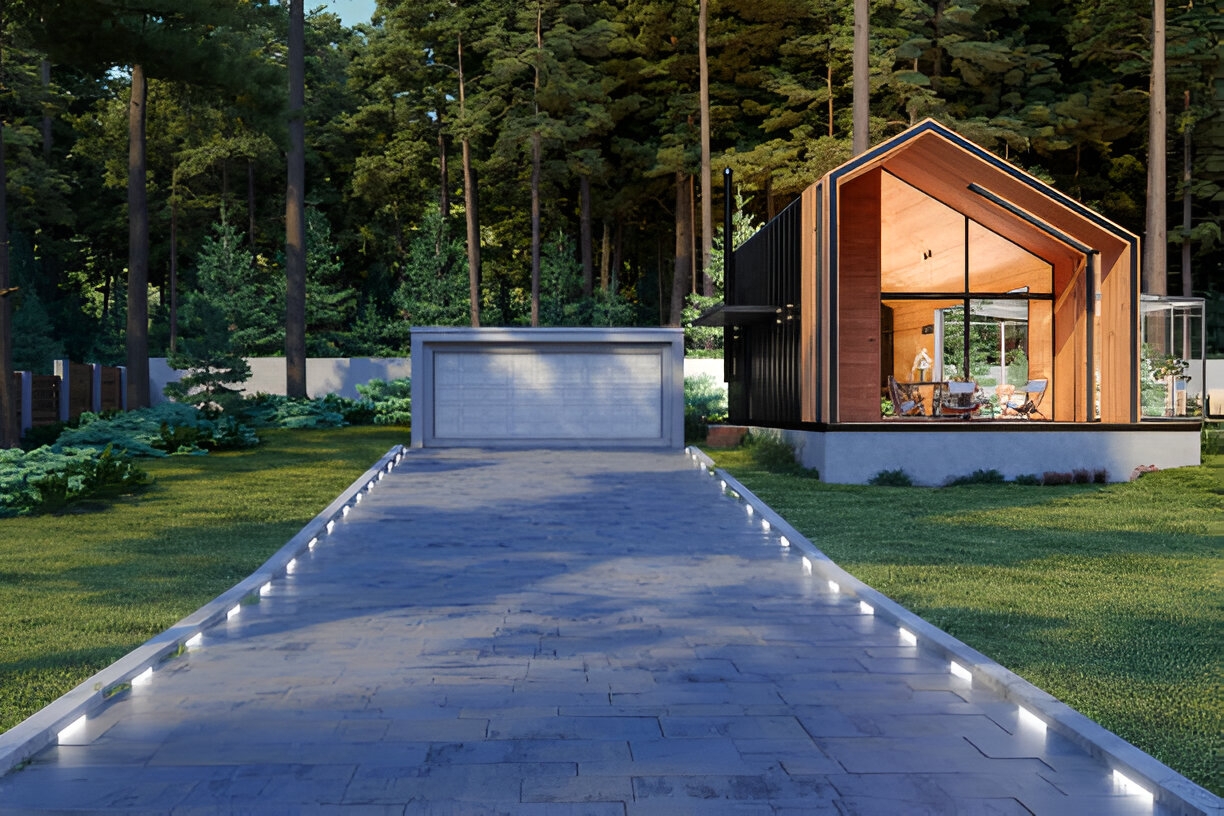 Exterior Lighting featuring Recessed Ground Lights for Pathways