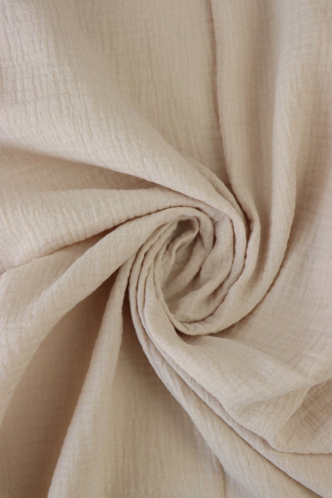 Fabric Swatch Double Gauze Crinkled Beige Linen Textile
