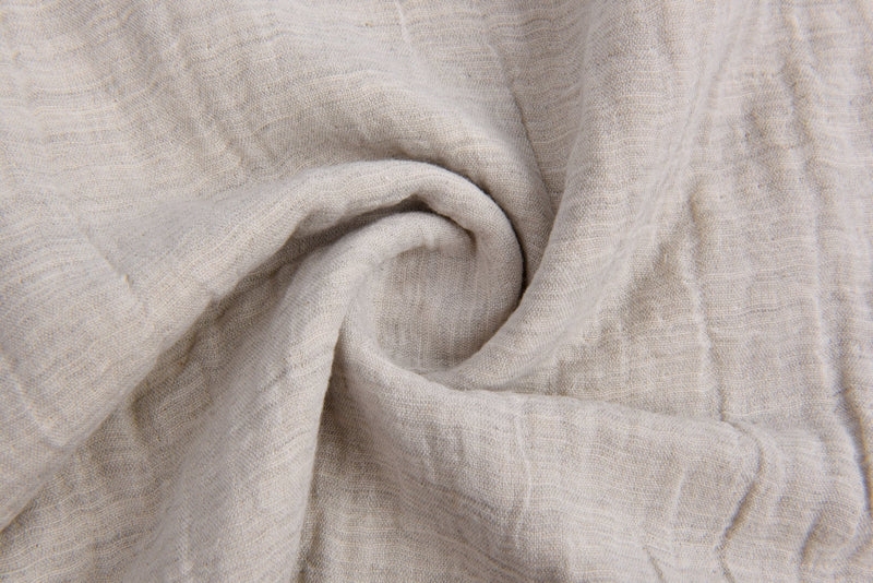 Fabric Textile Crinkled Gauze Melange Heathered Beige Fabric