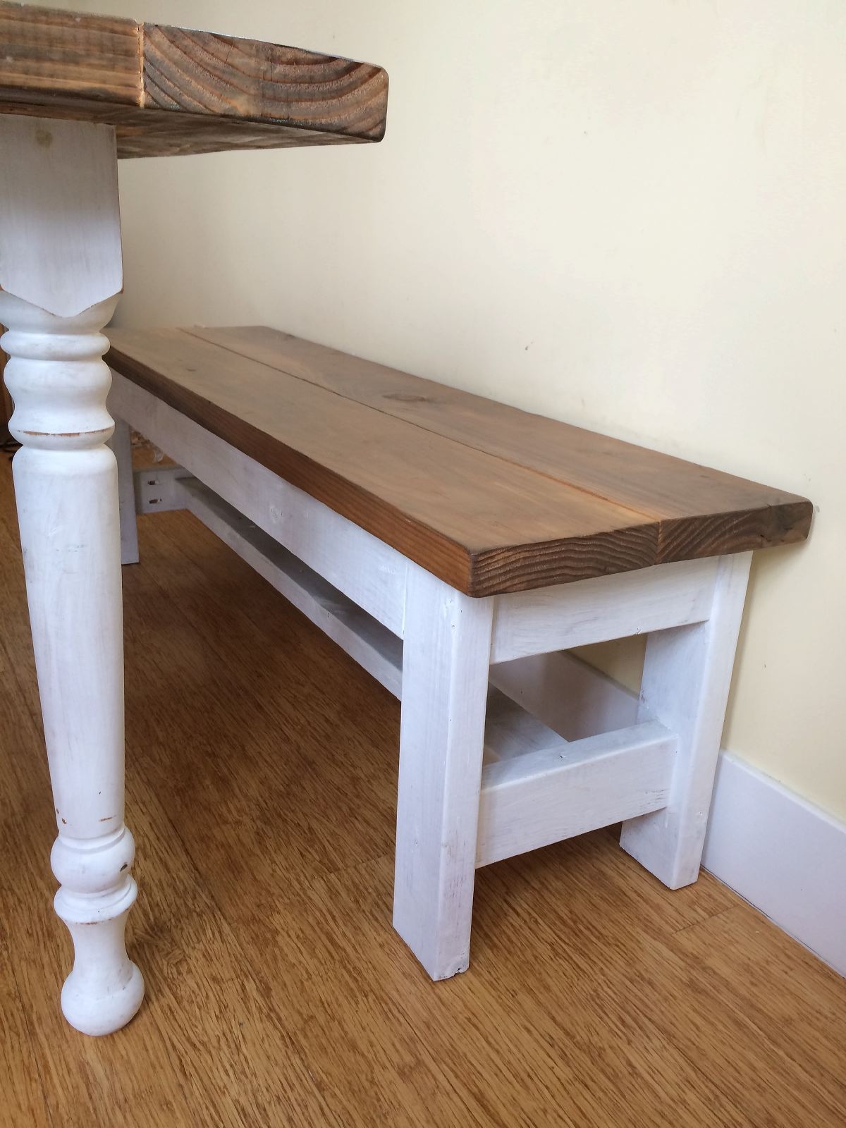Farmhouse Bench: DIY Rustic Bench with Two-Tone Turned Legs