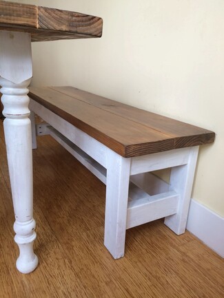 Farmhouse Bench: DIY Rustic Bench with Two-Tone Turned Legs