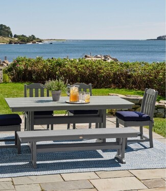 Farmhouse Dining Table Material: Weathered Grey HDPE
