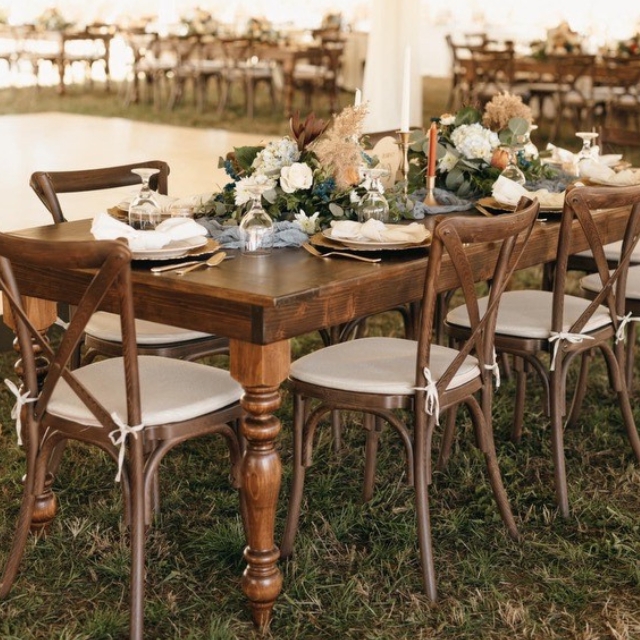 Farmhouse Dining Table Seating: Walnut Tie-On Pads