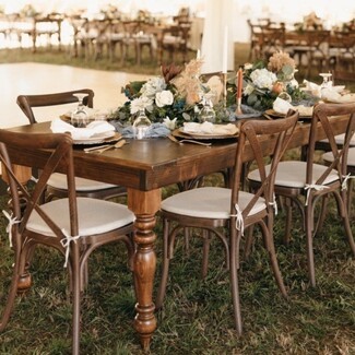Farmhouse Dining Table Seating: Walnut Tie-On Pads
