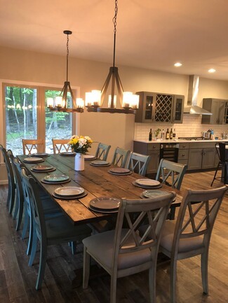 Farmhouse Dining Table Set: Modern X-Back Chairs