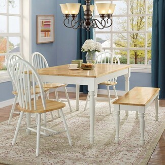 Farmhouse Dining Table: Spindle Back Windsor Chairs White Set