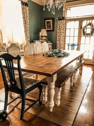 Farmhouse Table: Warm Wood Top and Turned Legs