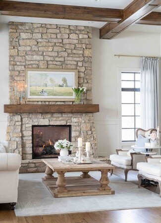 Fireplace Floor To Ceiling Stone Timber Mantel Ideas