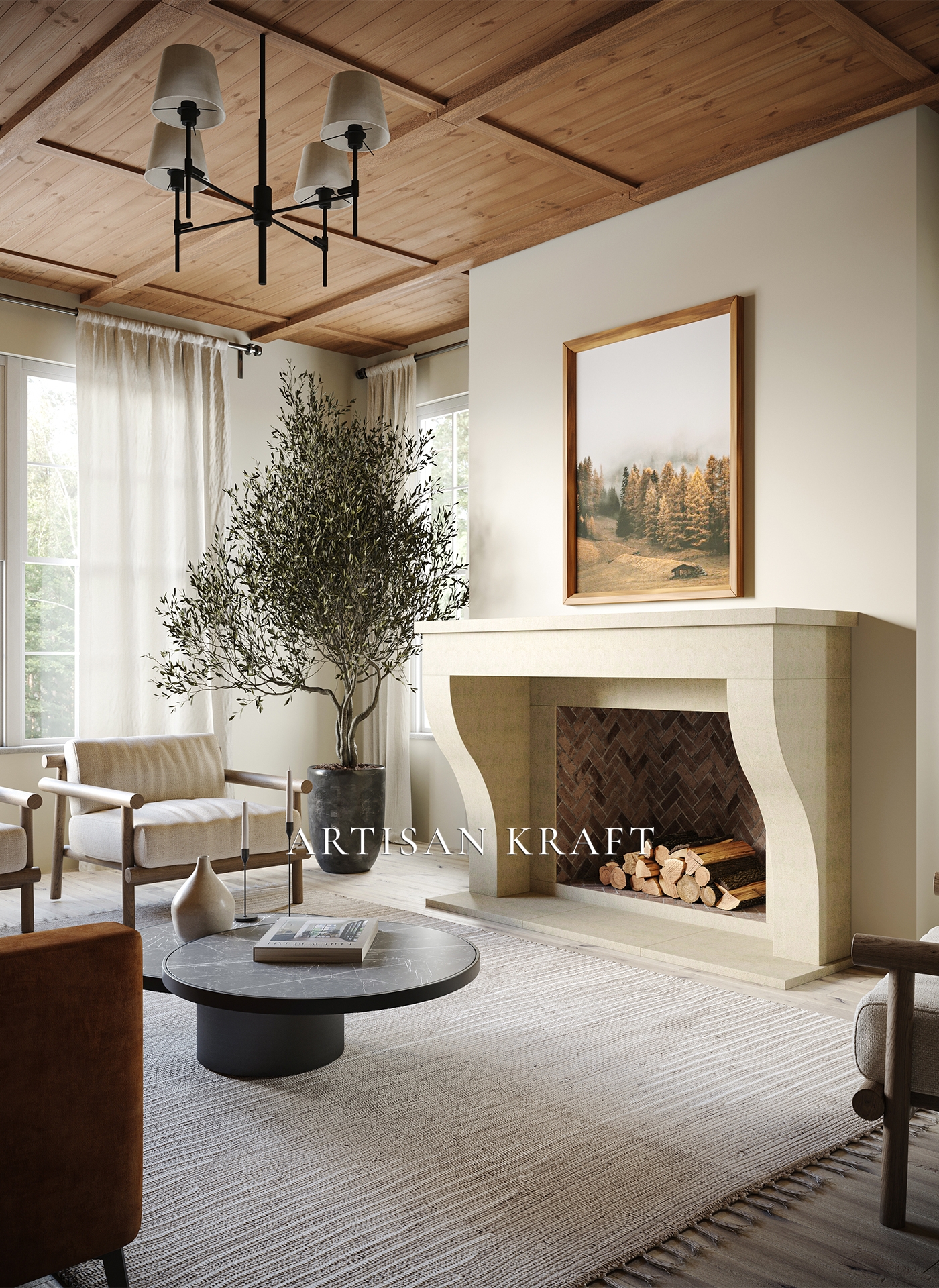 Fireplace Mantel Ivory Curved Corbel Supports Design