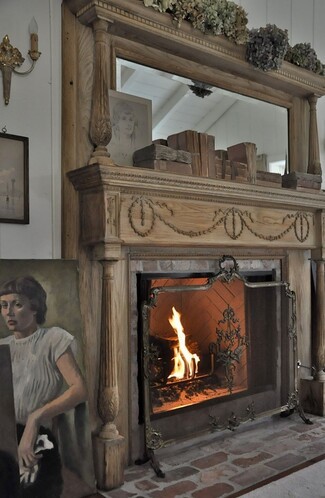 Fireplace Mantel Overmantel Mirror Distressed Wood