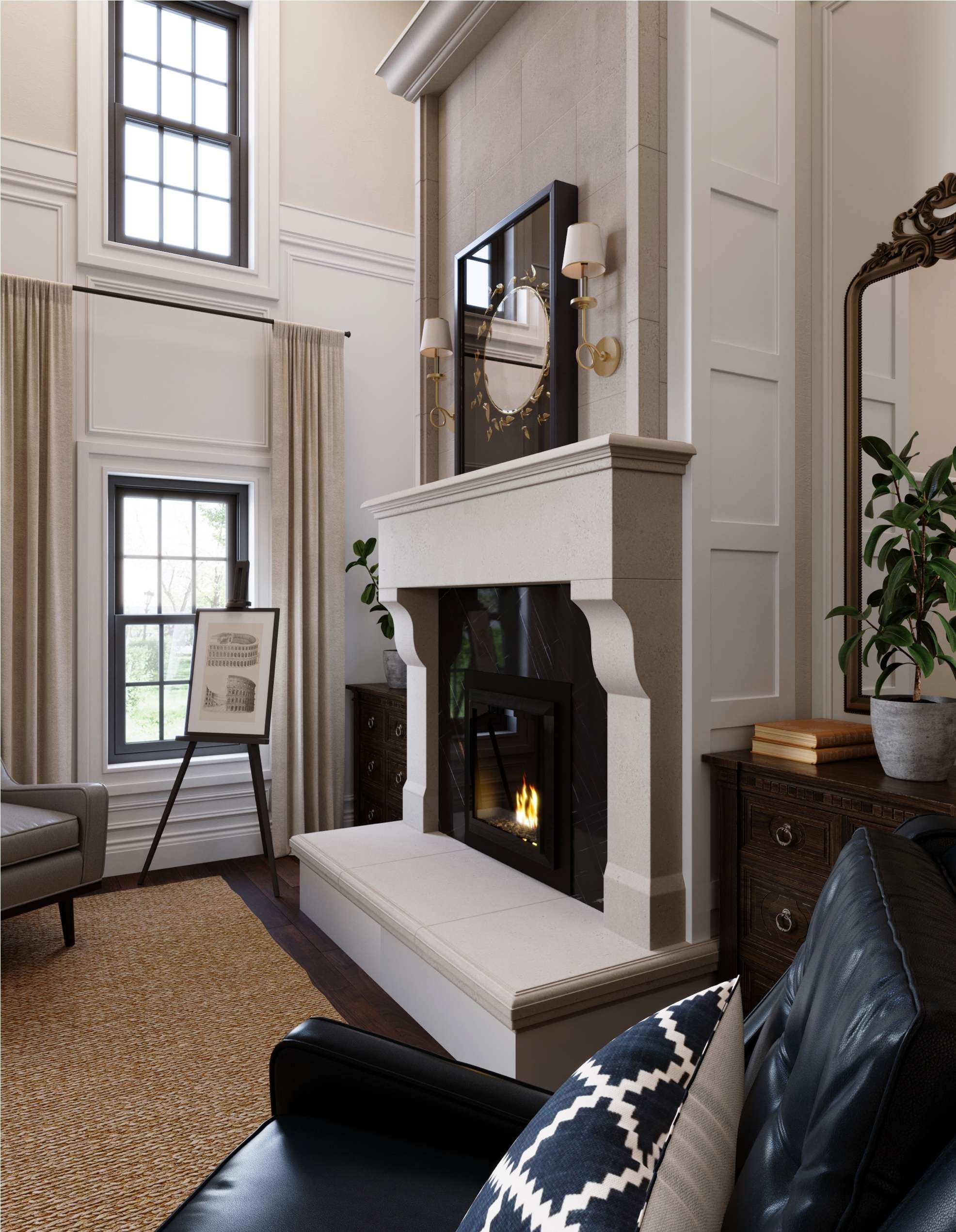 Fireplace Mantel Tall Architectural Profile Finish