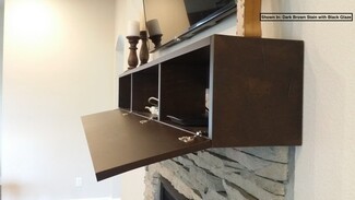 Fireplace Mantel with Black Glaze Hidden Media Storage
