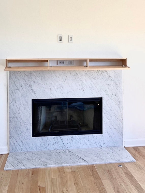 Fireplace Mantel with Maple Drop Front Media Shelf