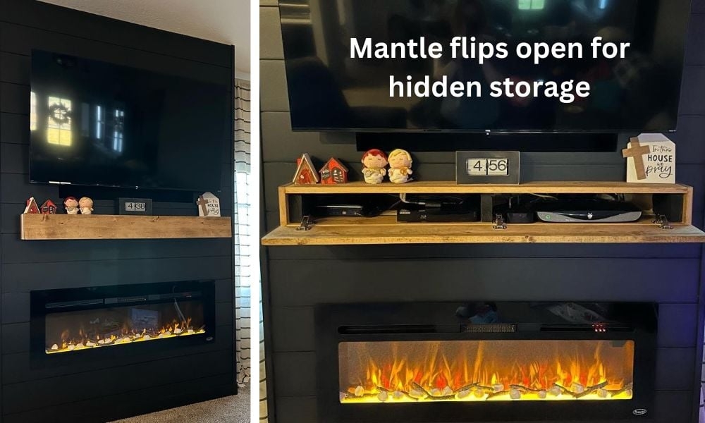 Fireplace Mantel with Matte Black Shiplap Media Box