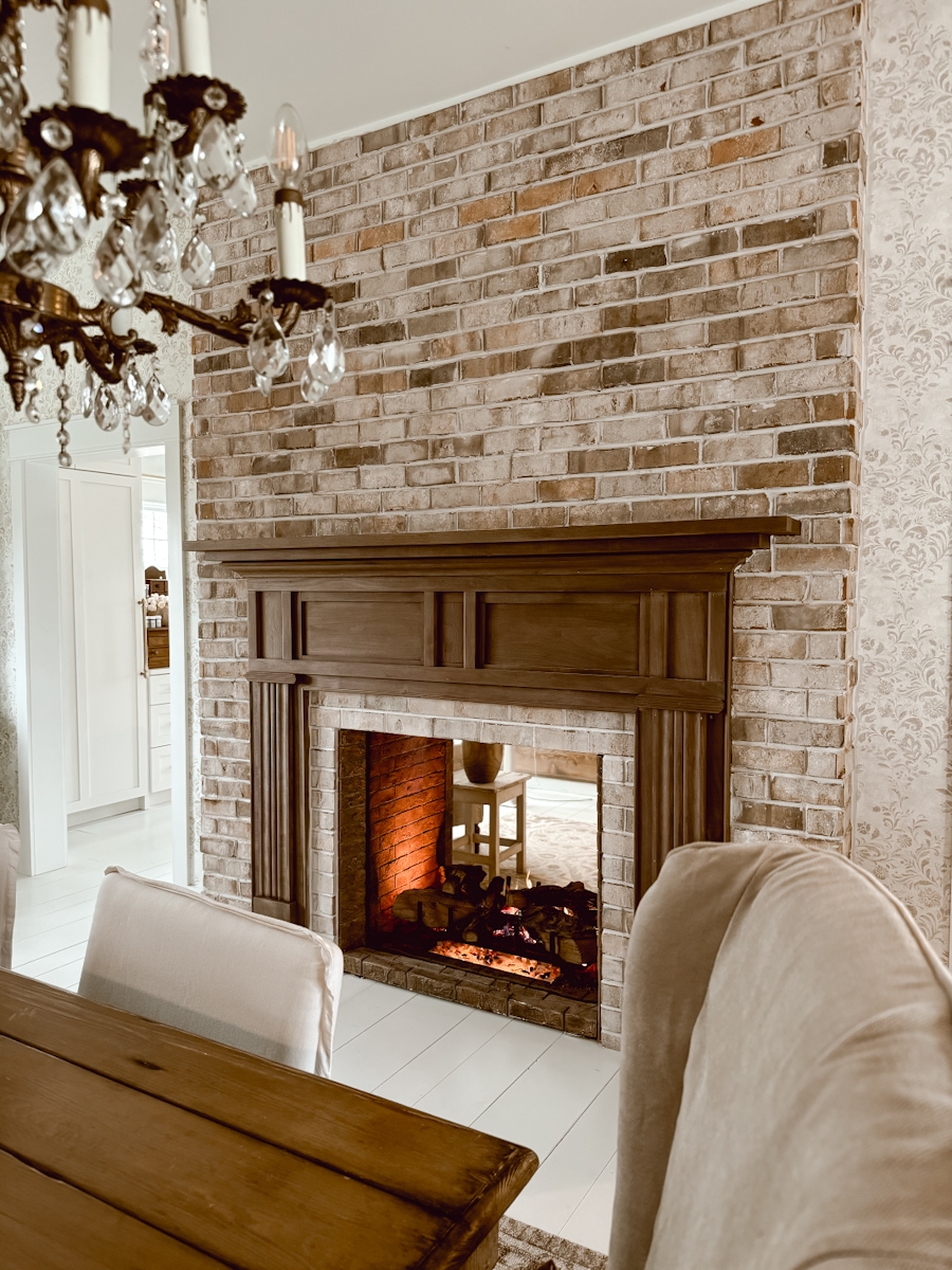 Fireplace Mantel With See Through Firebox and Traditional Style