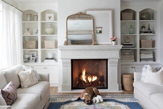 Fireplace Surround Arched Bookcases Stone Style Idea